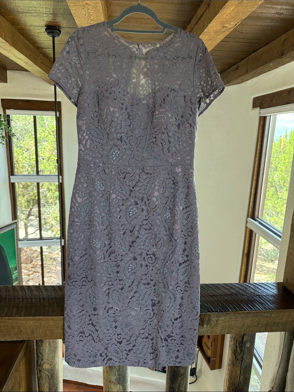 JS Collections Lavender Lace Midi Dress